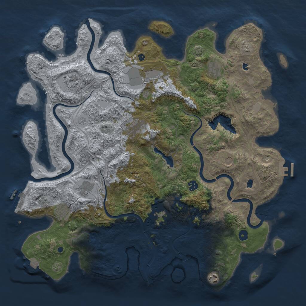 Rust Map: Procedural Map, Size: 4500, Seed: 131231915, 17 Monuments