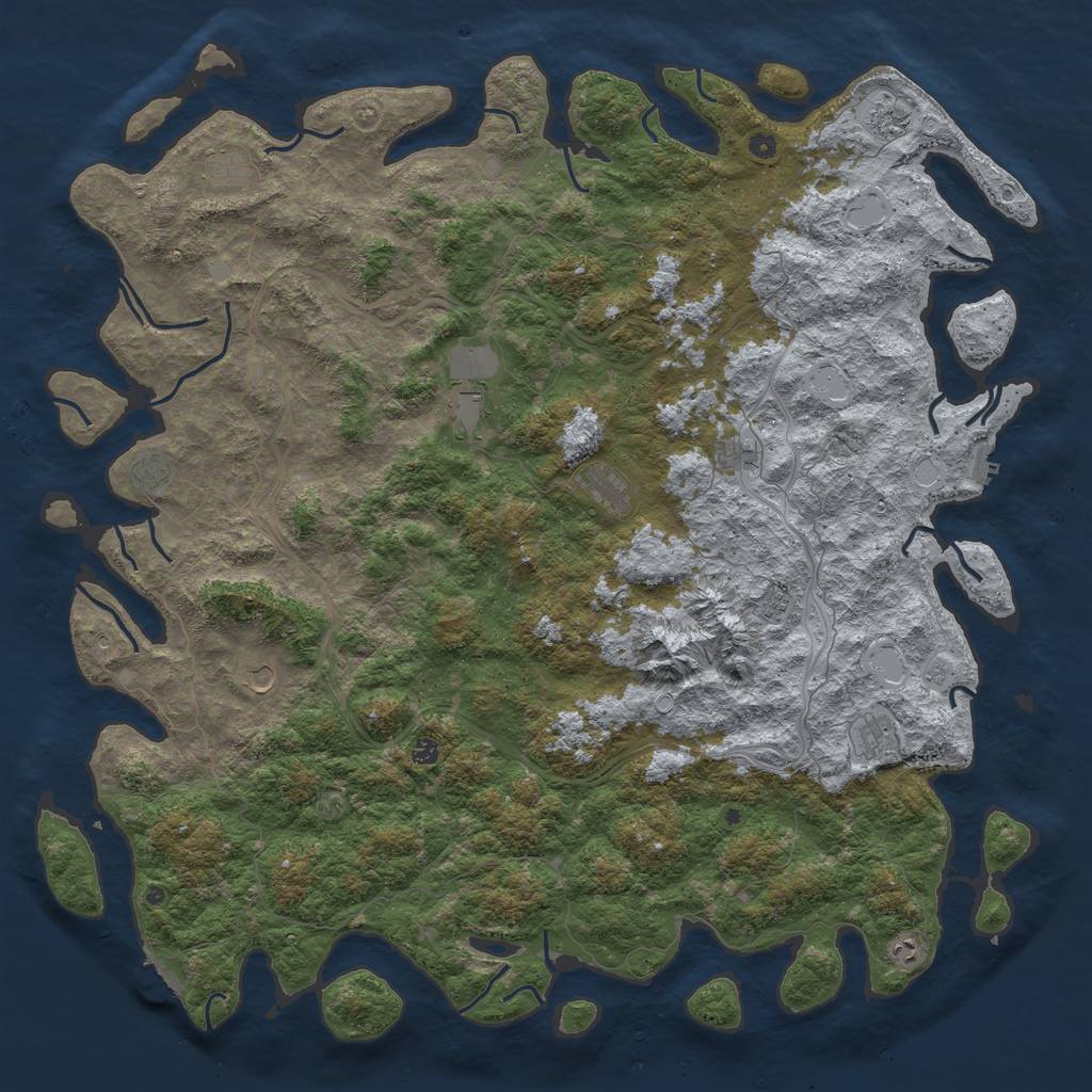 Rust Map: Procedural Map, Size: 6000, Seed: 32516, 18 Monuments