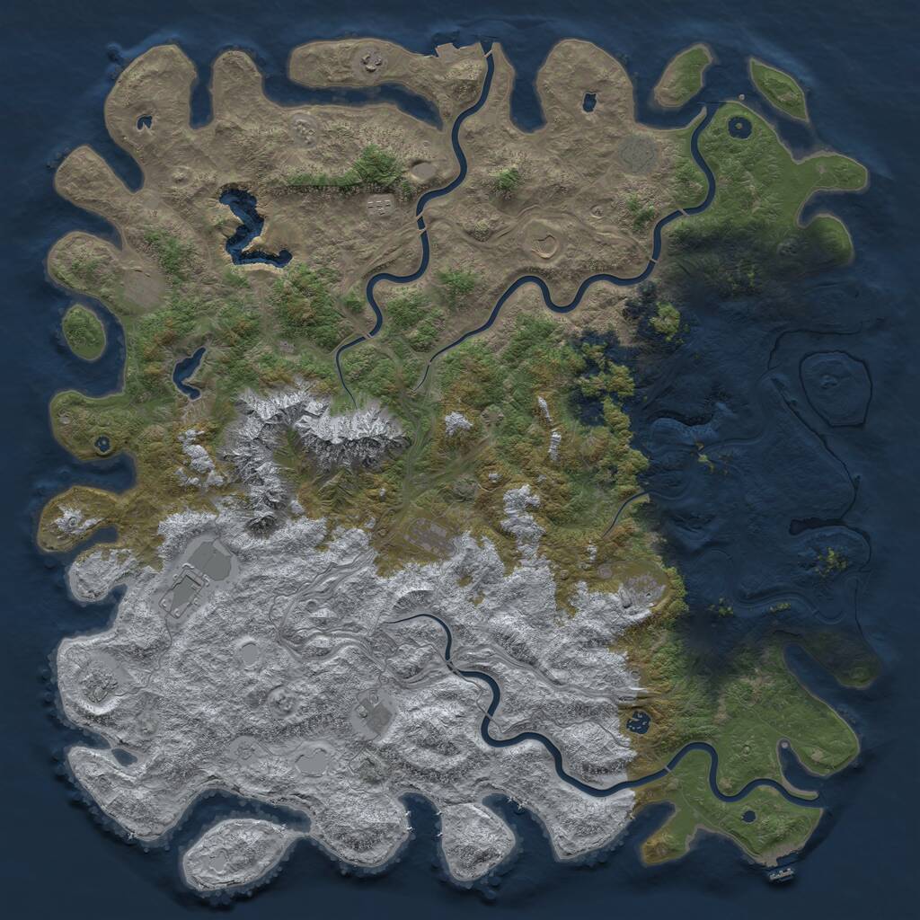 Rust Map: Procedural Map, Size: 6000, Seed: 80082, 17 Monuments