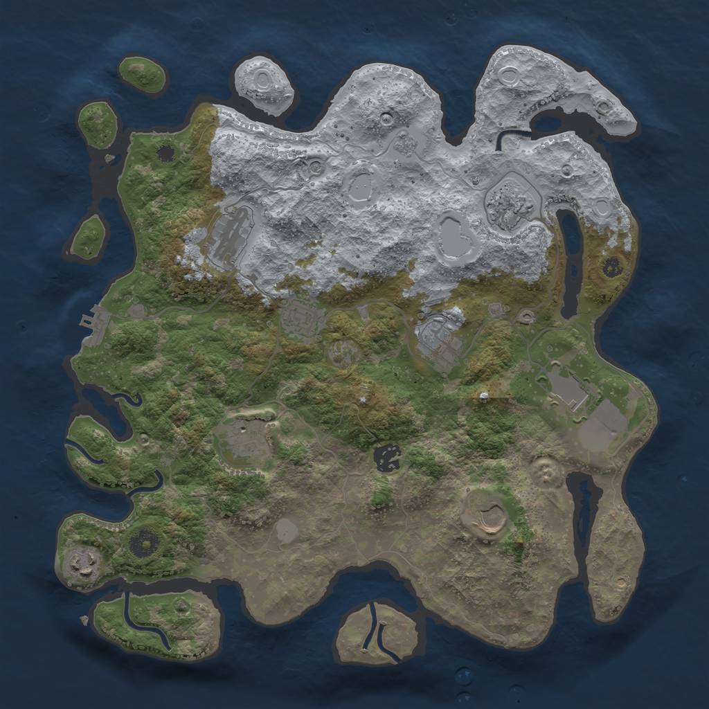Rust Map: Procedural Map, Size: 3700, Seed: 1018780271, 15 Monuments