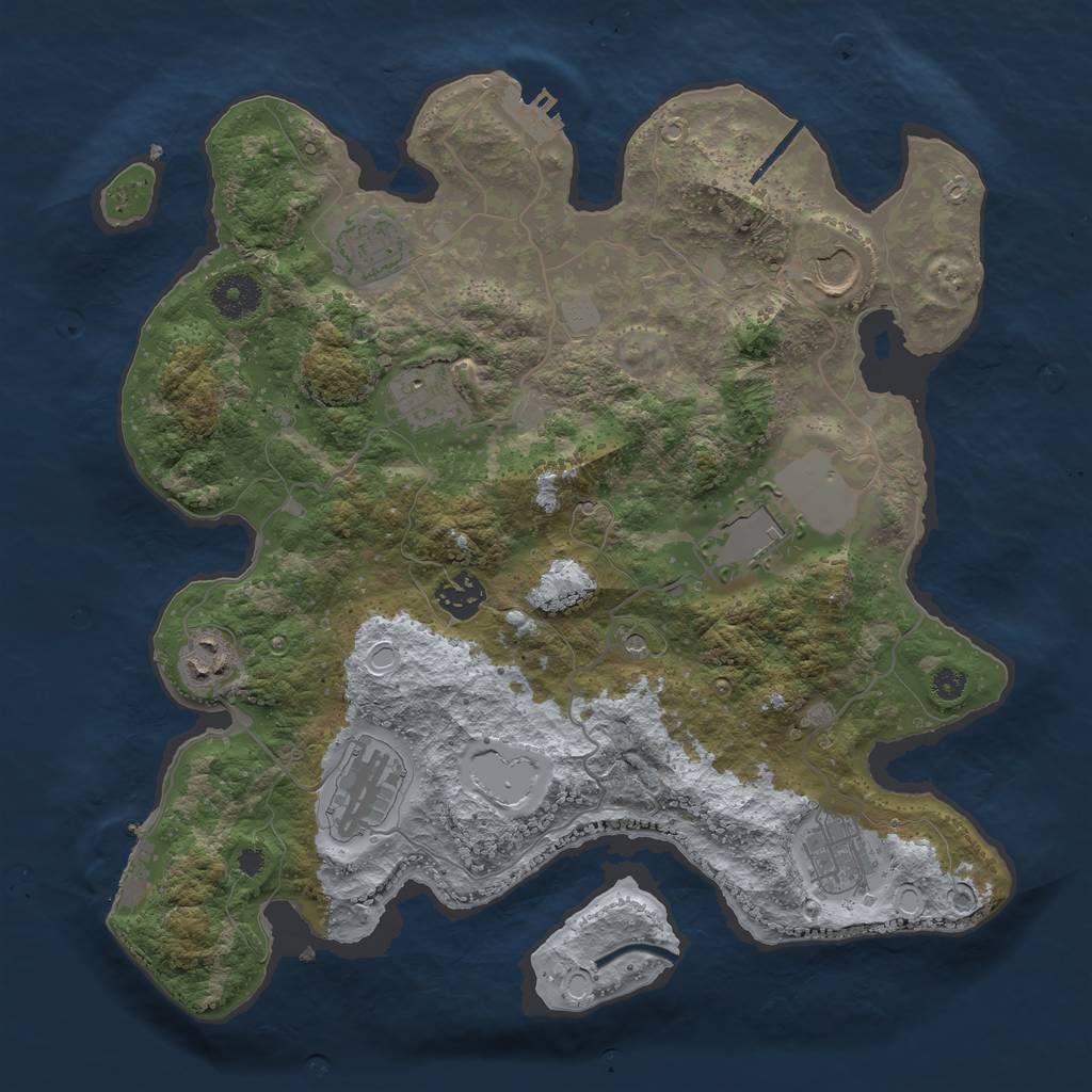 Rust Map: Procedural Map, Size: 3500, Seed: 629820407, 14 Monuments