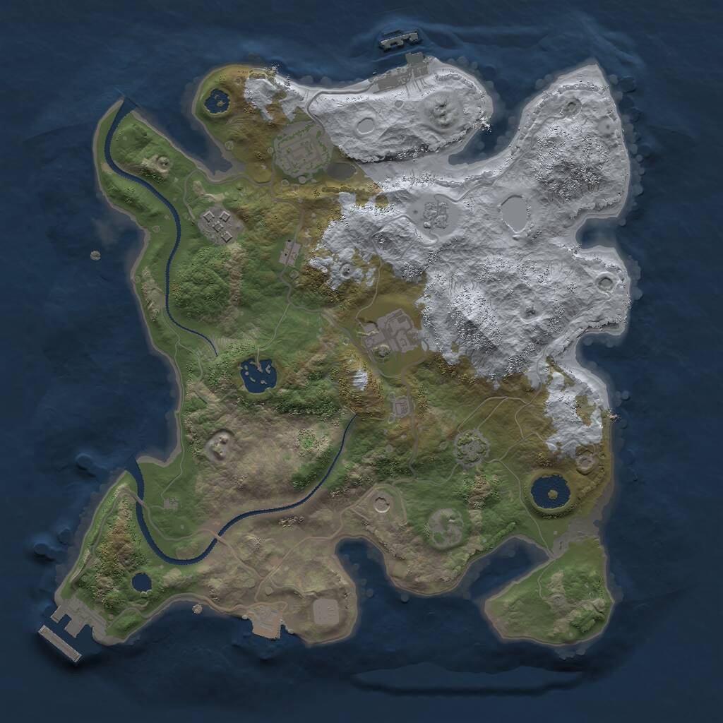 Rust Map: Procedural Map, Size: 3000, Seed: 8932041, 10 Monuments