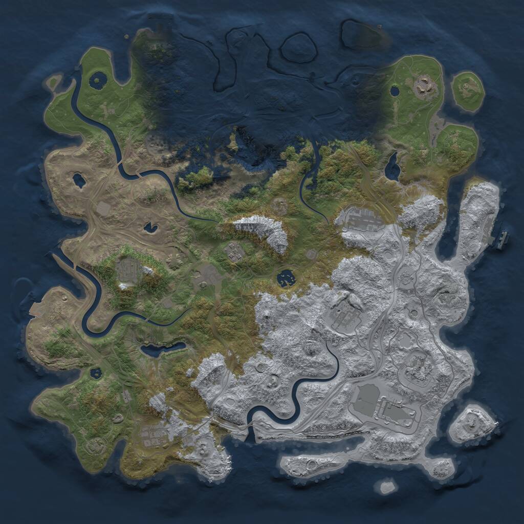 Rust Map: Procedural Map, Size: 4500, Seed: 910181152, 16 Monuments
