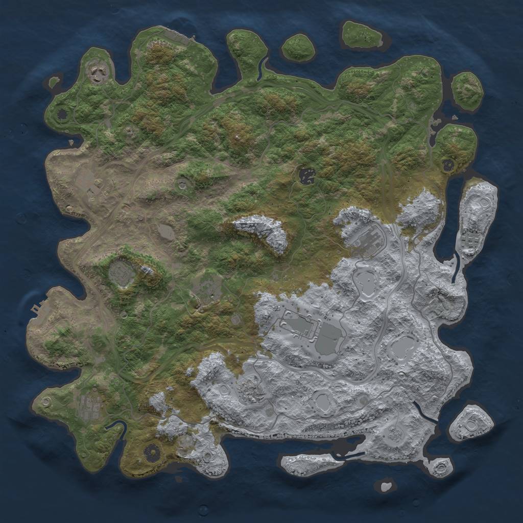 Rust Map: Procedural Map, Size: 4500, Seed: 910181152, 17 Monuments