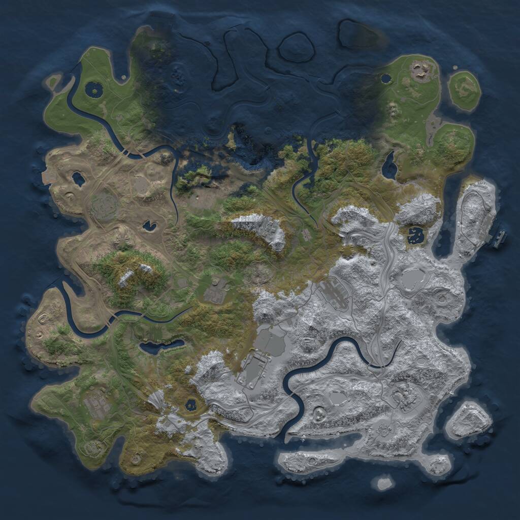 Rust Map: Procedural Map, Size: 4500, Seed: 910181152, 16 Monuments