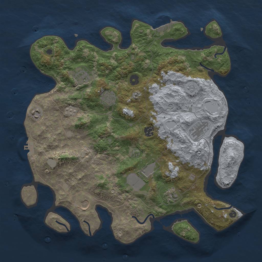 Rust Map: Procedural Map, Size: 3800, Seed: 36789608, 16 Monuments