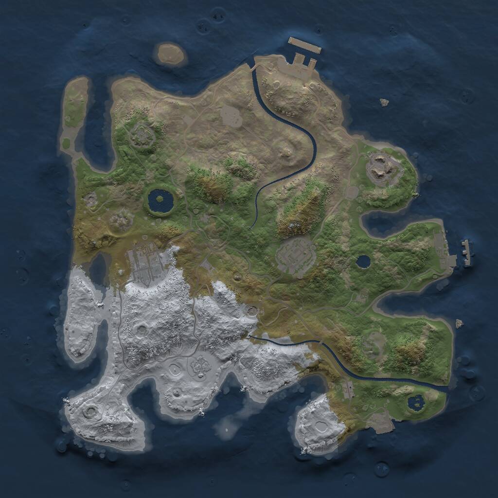 Rust Map: Procedural Map, Size: 3000, Seed: 719265275, 9 Monuments