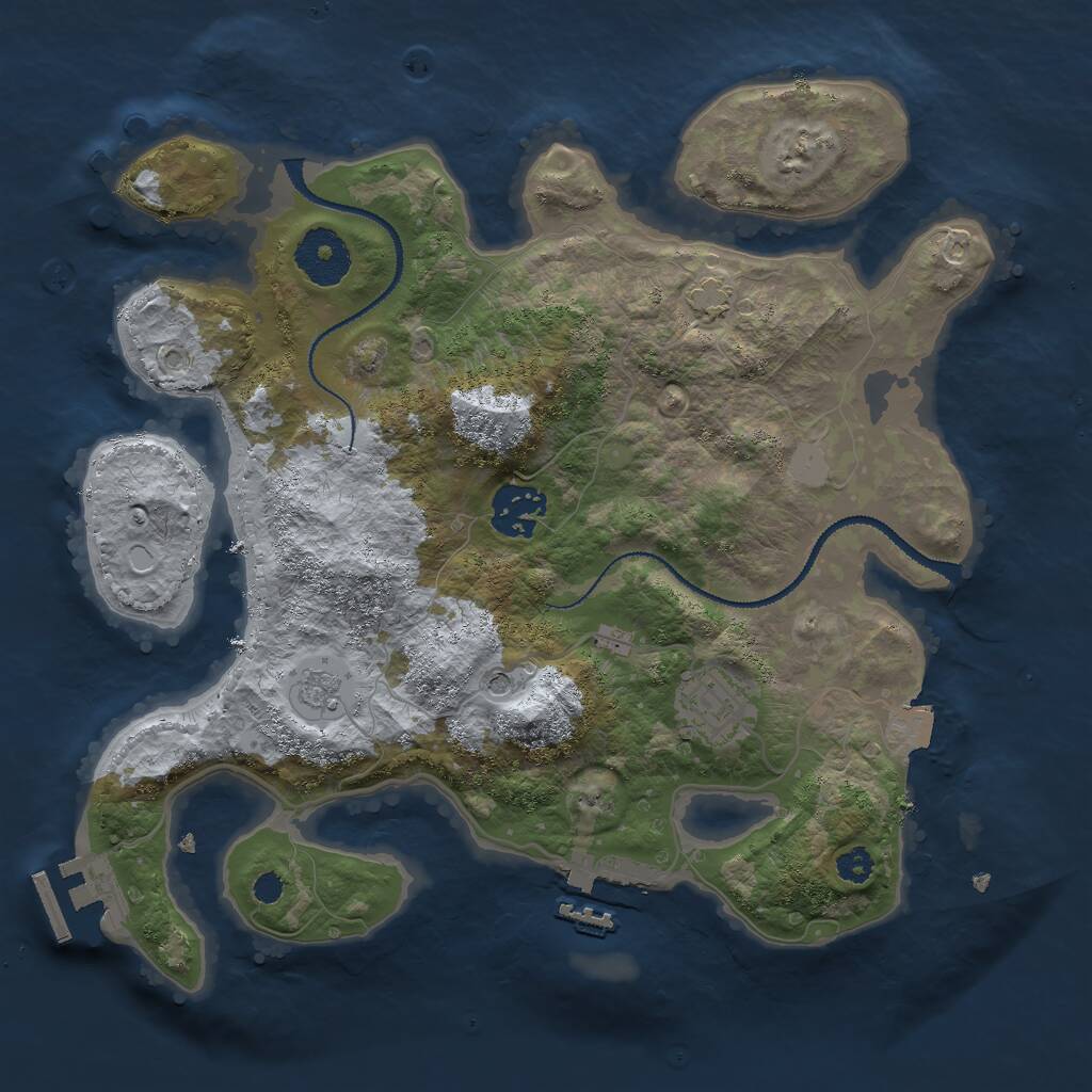 Rust Map: Procedural Map, Size: 3000, Seed: 9280475, 8 Monuments