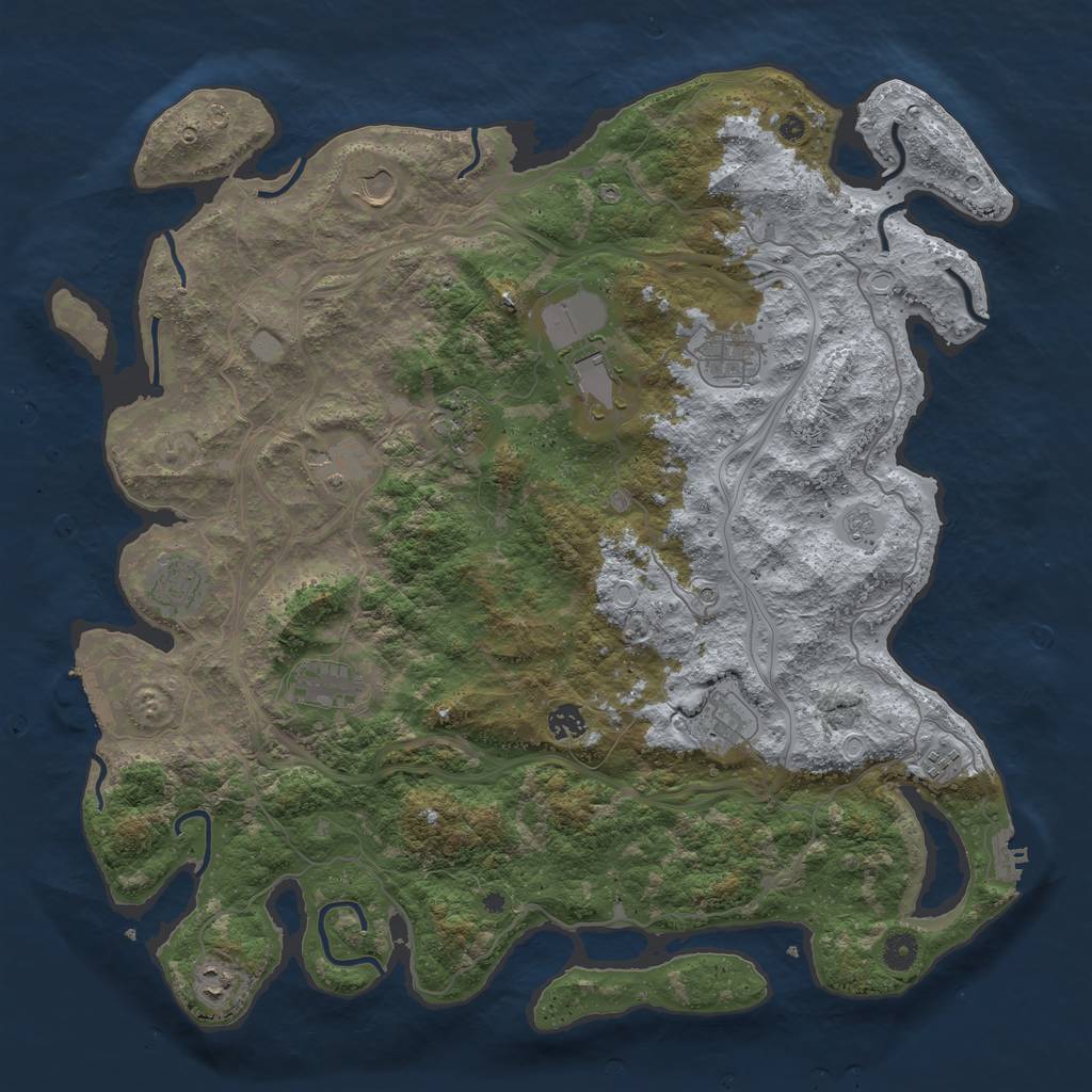Rust Map: Procedural Map, Size: 4500, Seed: 1820673700, 18 Monuments