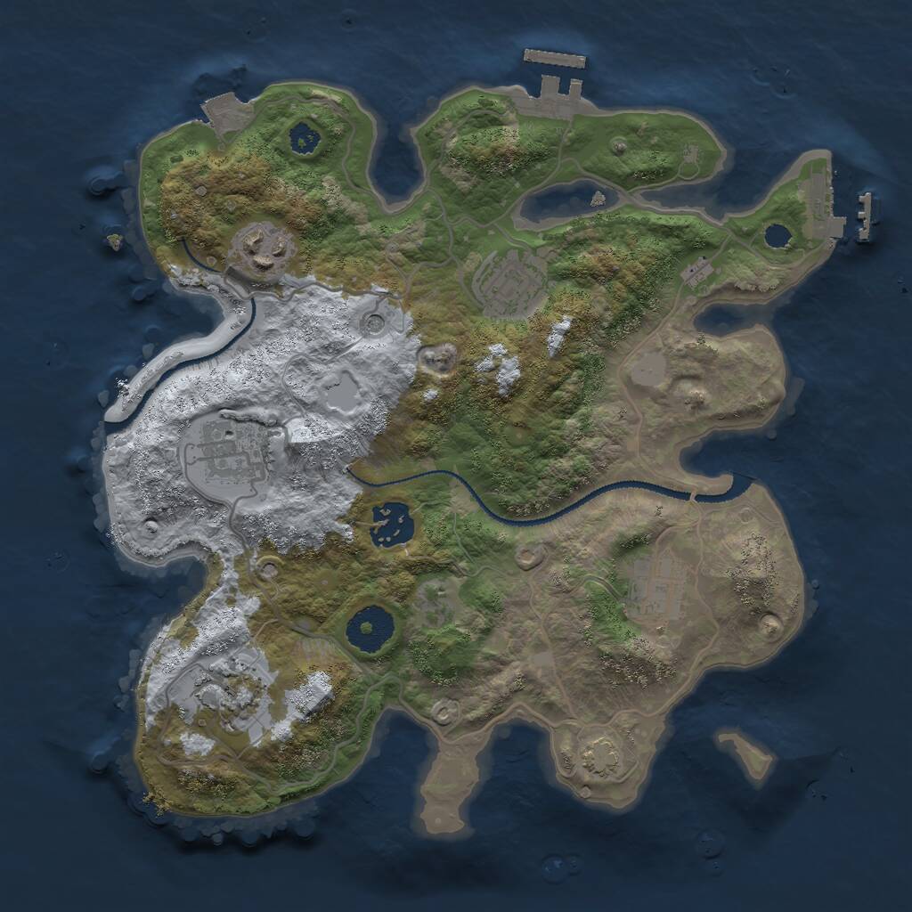 Rust Map: Procedural Map, Size: 3000, Seed: 141098894, 11 Monuments