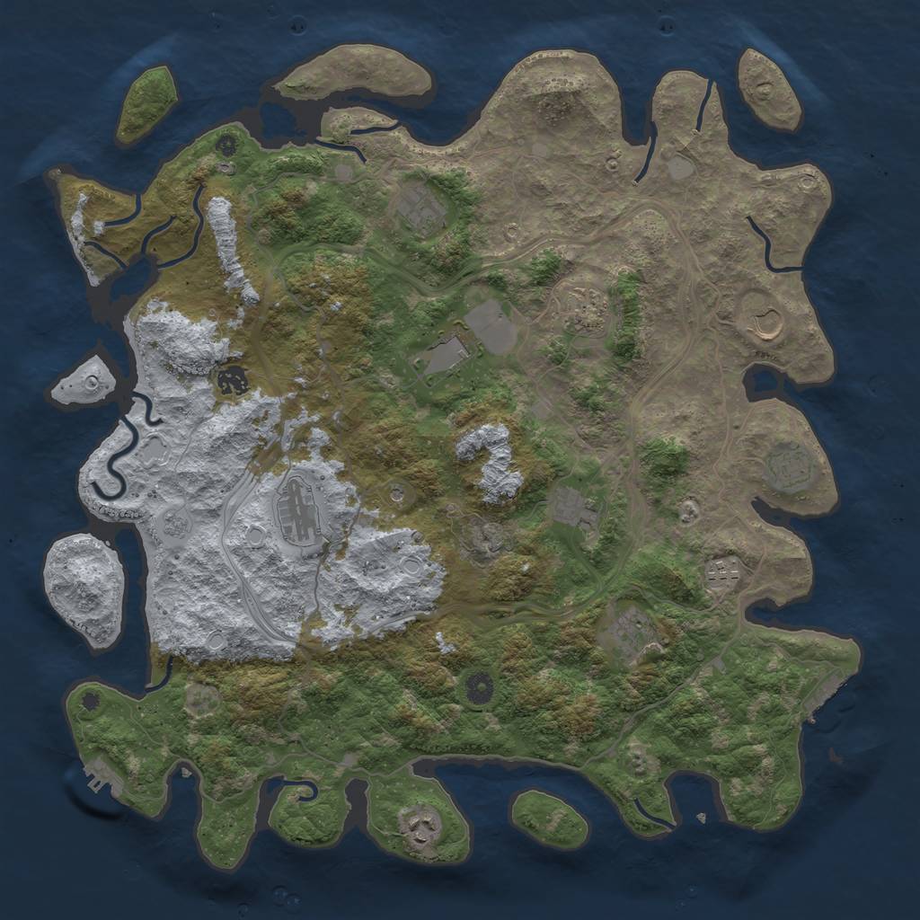 Rust Map: Procedural Map, Size: 4500, Seed: 3409568, 18 Monuments