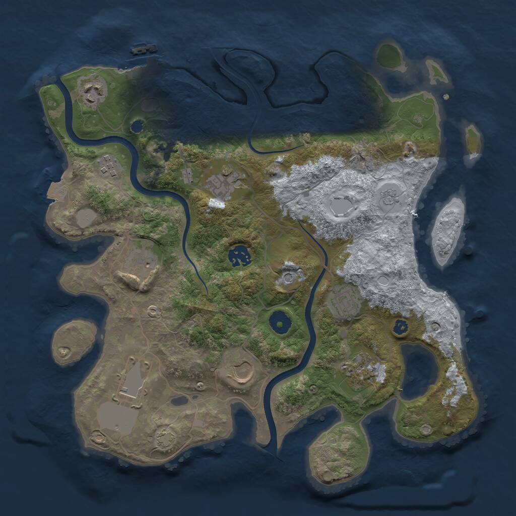 Rust Map: Procedural Map, Size: 3500, Seed: 760080460, 14 Monuments