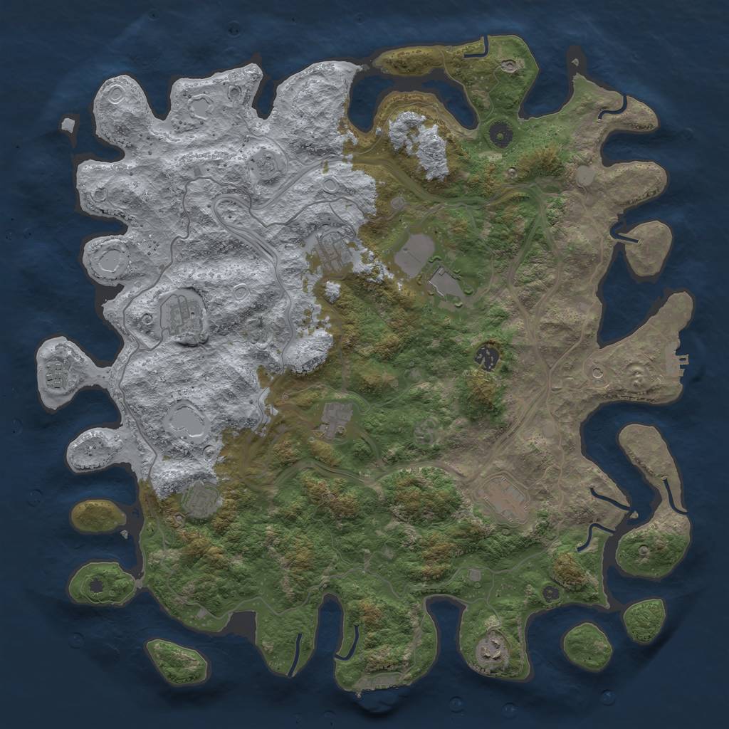 Rust Map: Procedural Map, Size: 4500, Seed: 42589, 16 Monuments