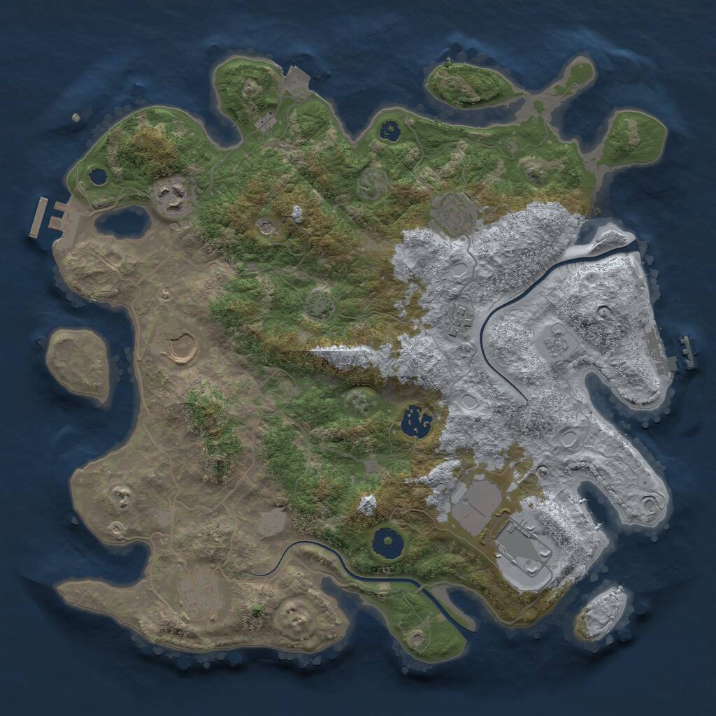 Rust Map: Procedural Map, Size: 3500, Seed: 198198560, 13 Monuments