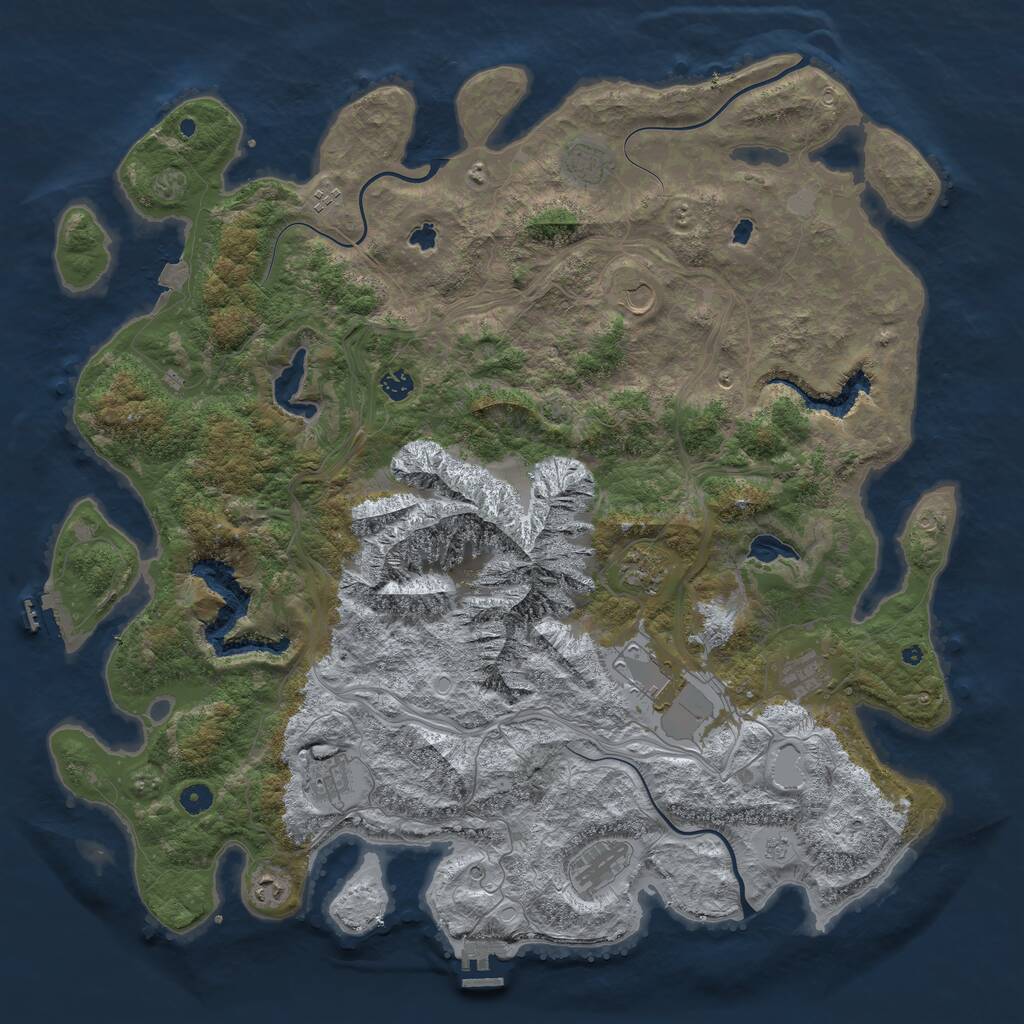 Rust Map: Procedural Map, Size: 5000, Seed: 1030864769, 16 Monuments