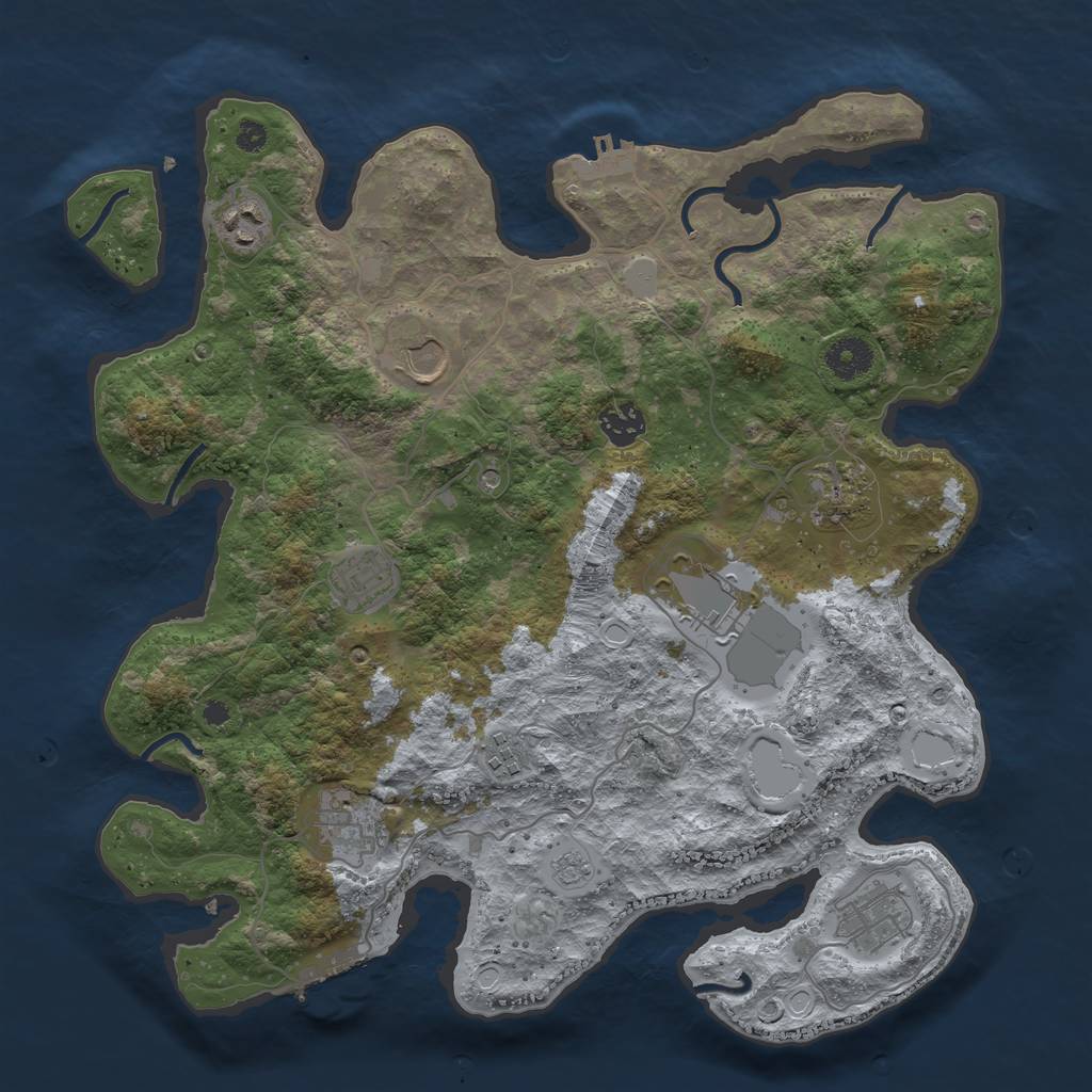 Rust Map: Procedural Map, Size: 3700, Seed: 621748703, 16 Monuments