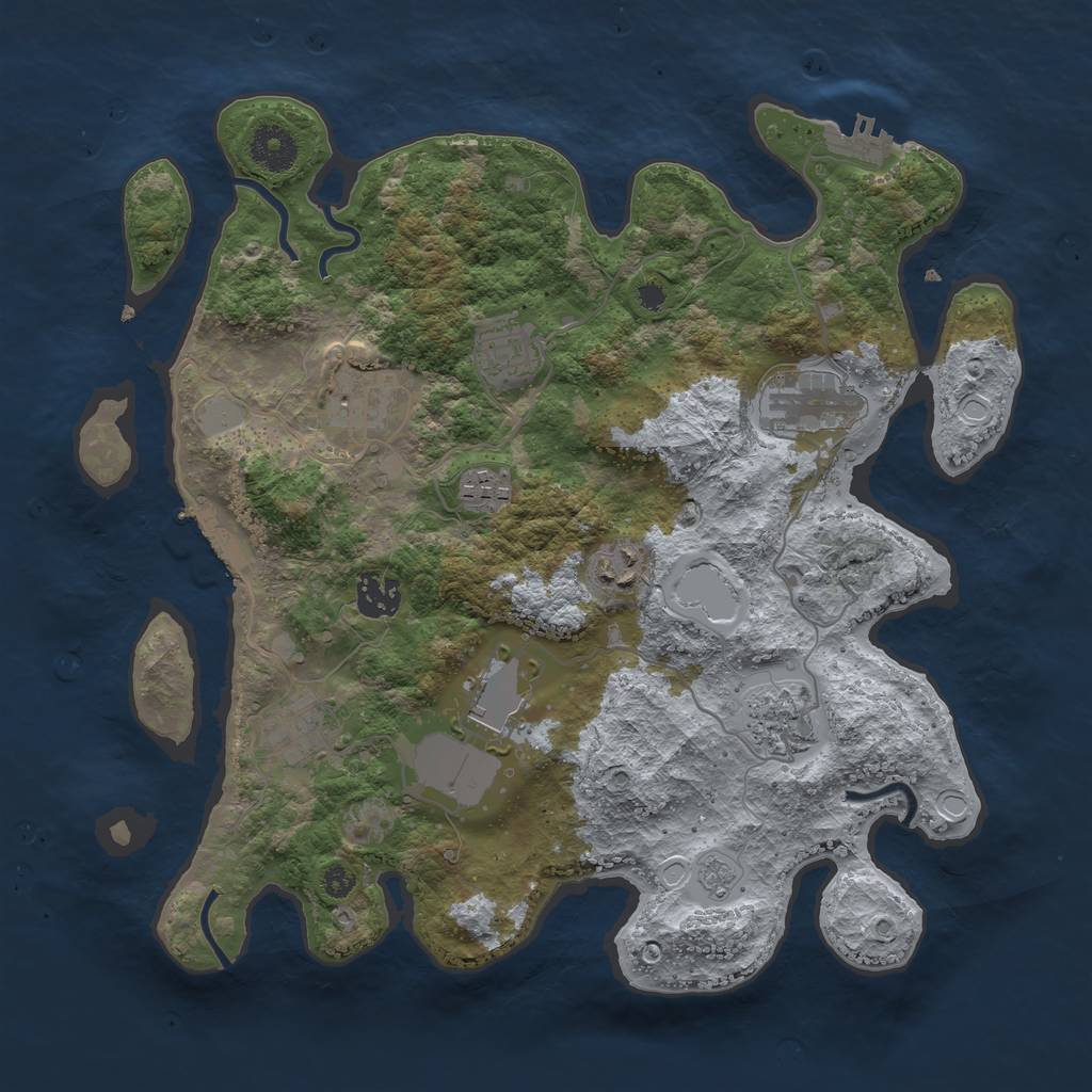 Rust Map: Procedural Map, Size: 3500, Seed: 4160585, 15 Monuments