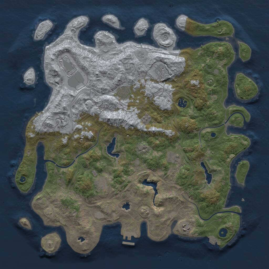 Rust Map: Procedural Map, Size: 4500, Seed: 1097151501, 14 Monuments