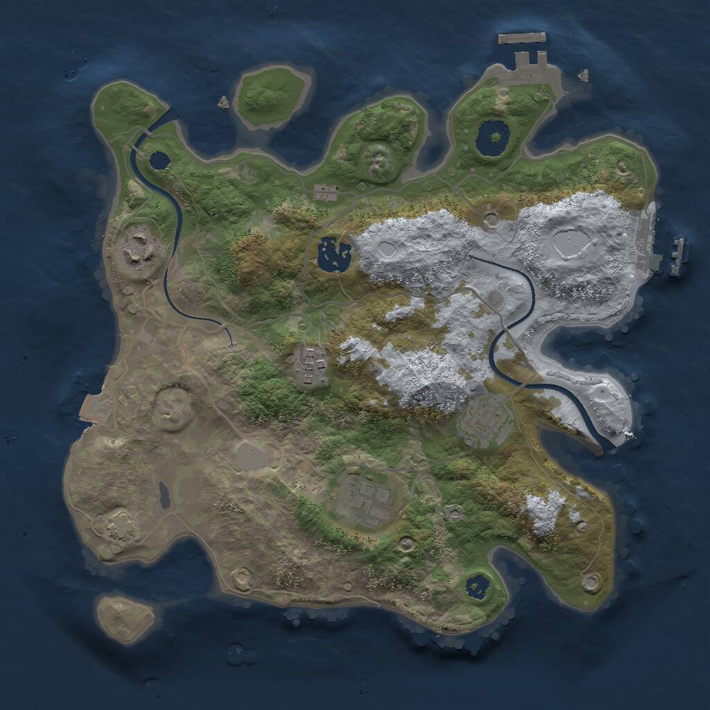 Rust Map: Procedural Map, Size: 3000, Seed: 1215801895, 10 Monuments