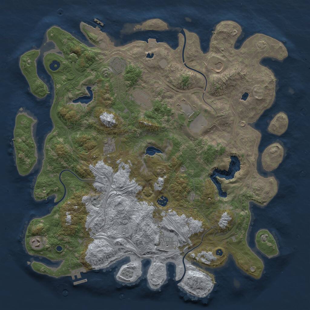 Rust Map: Procedural Map, Size: 4500, Seed: 1698500175, 15 Monuments