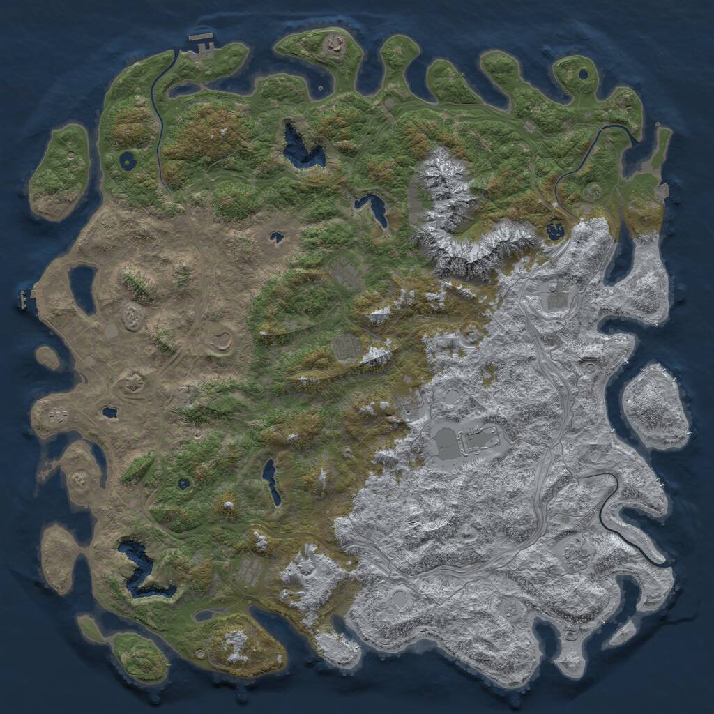 Rust Map: Procedural Map, Size: 6000, Seed: 38449298, 17 Monuments