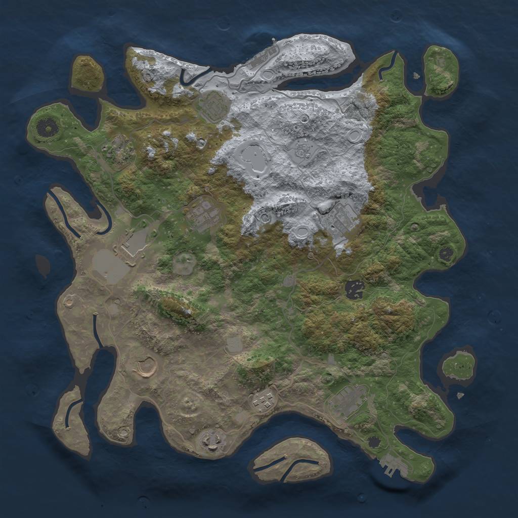 Rust Map: Procedural Map, Size: 3800, Seed: 5509219, 17 Monuments