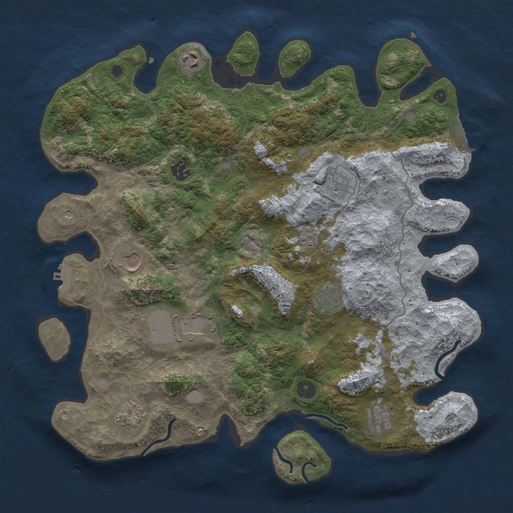 Rust Map: Procedural Map, Size: 4050, Seed: 1754430644, 16 Monuments
