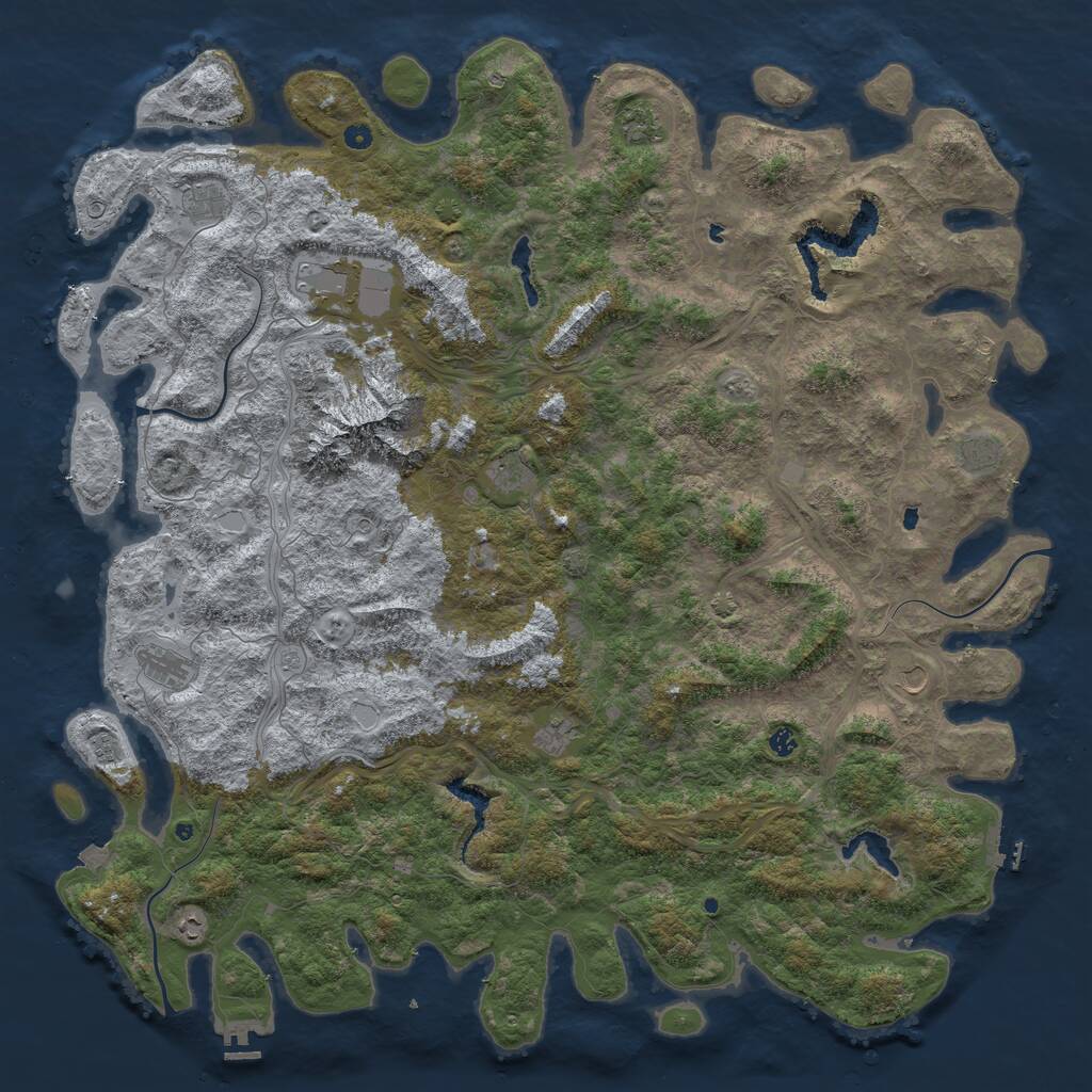 Rust Map: Procedural Map, Size: 6000, Seed: 97650765, 17 Monuments