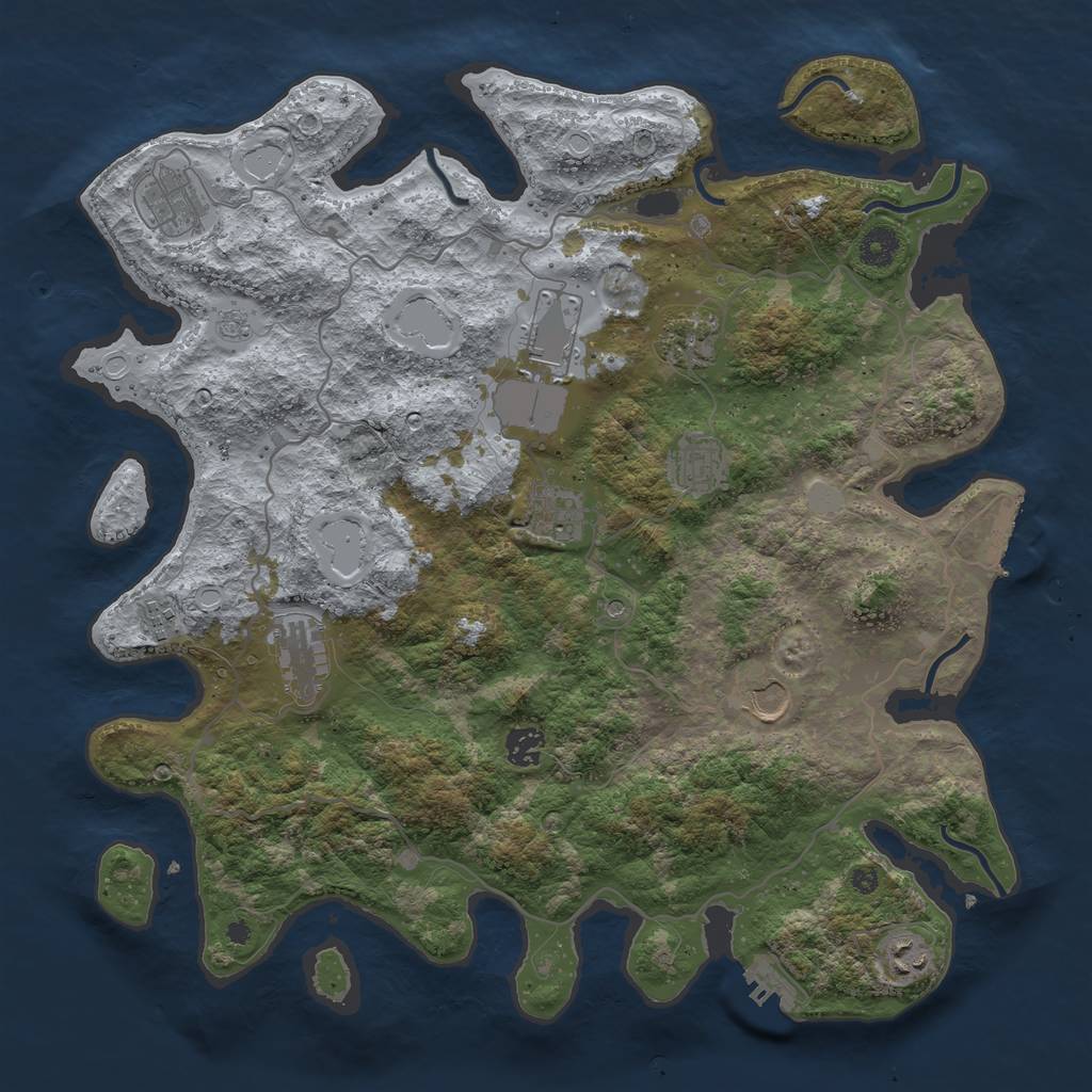 Rust Map: Procedural Map, Size: 4050, Seed: 340654389, 17 Monuments