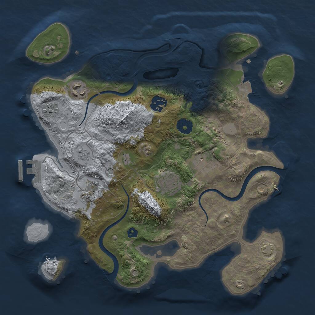 Rust Map: Procedural Map, Size: 3000, Seed: 2766, 11 Monuments