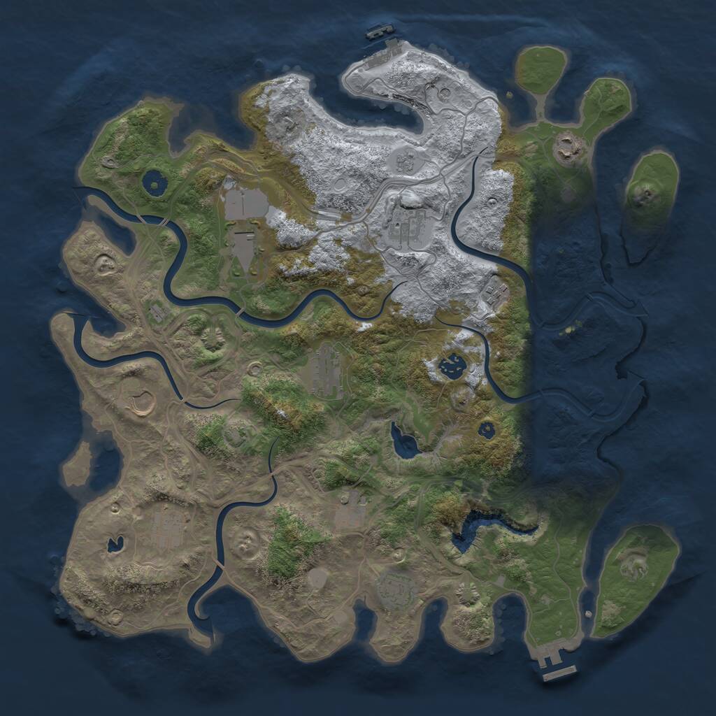 Rust Map: Procedural Map, Size: 4250, Seed: 1945271852, 16 Monuments
