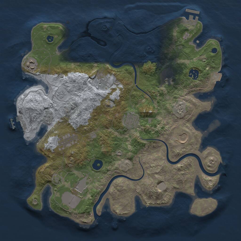 Rust Map: Procedural Map, Size: 3500, Seed: 492295245, 15 Monuments