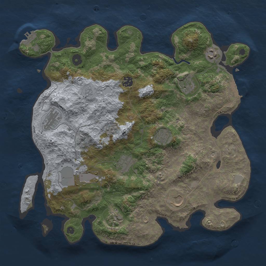 Rust Map: Procedural Map, Size: 3700, Seed: 1815618489, 17 Monuments