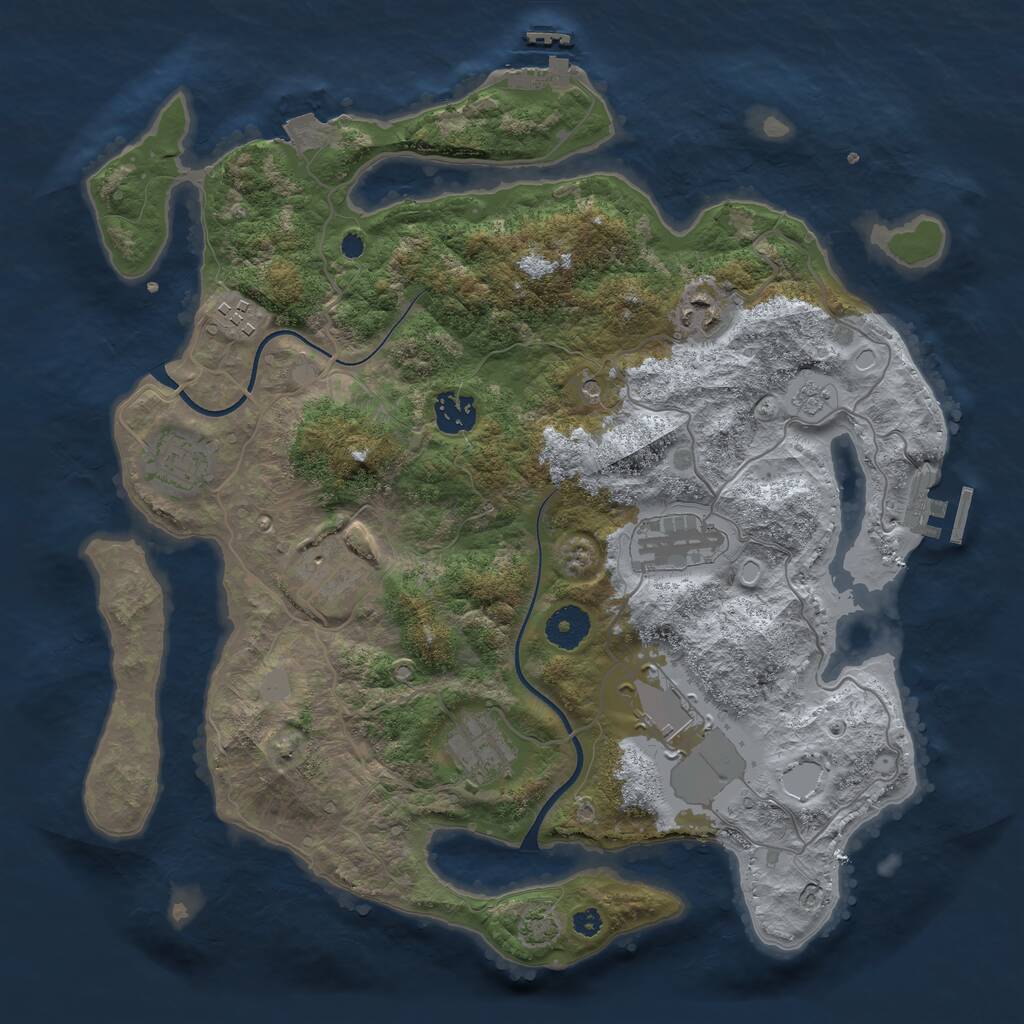 Rust Map: Procedural Map, Size: 3600, Seed: 1972223978, 14 Monuments