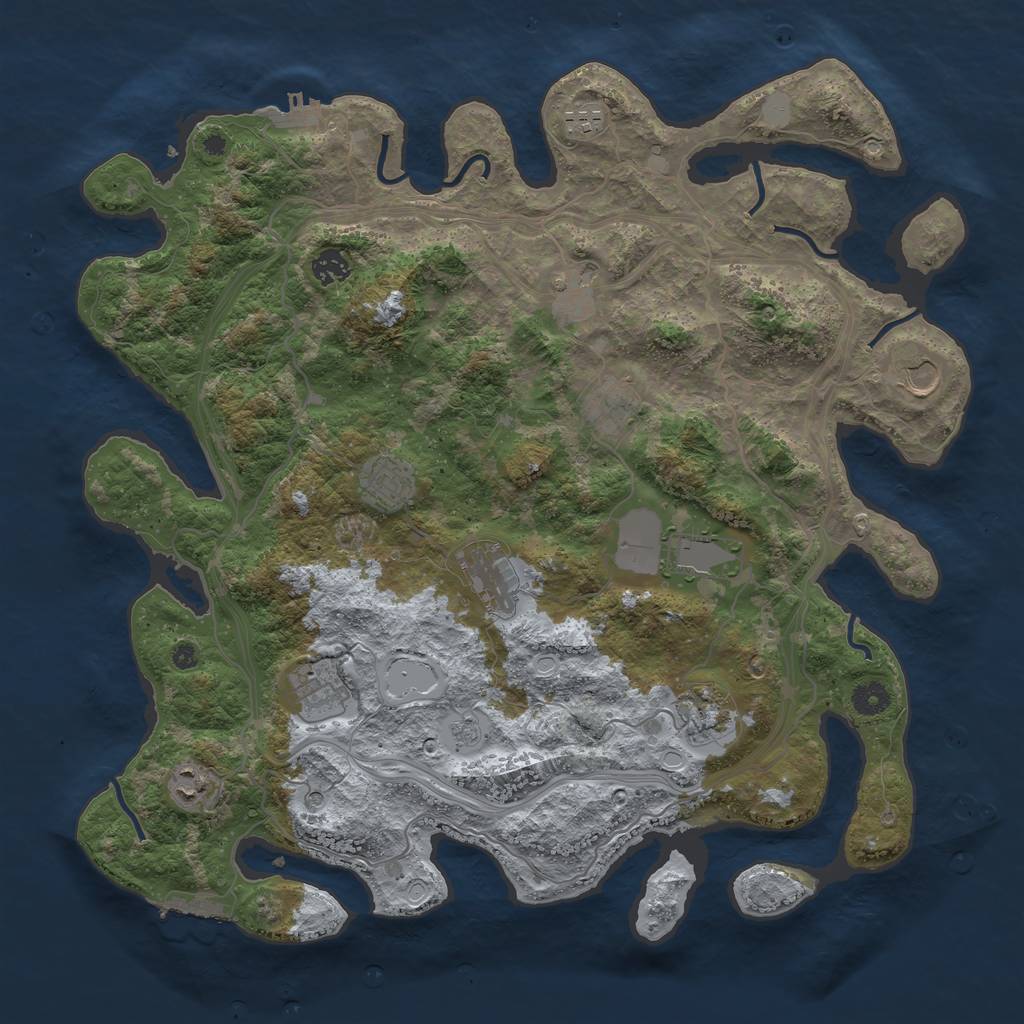 Rust Map: Procedural Map, Size: 4250, Seed: 1234056, 18 Monuments