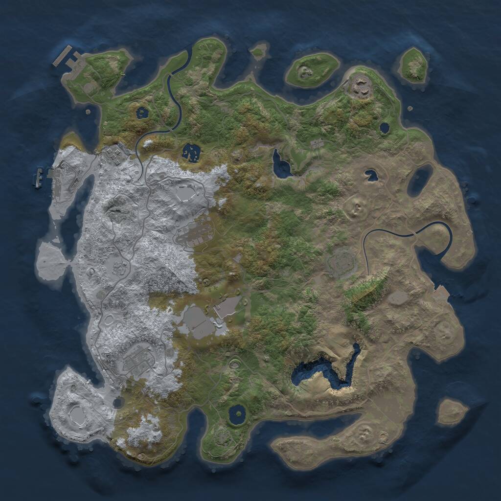 Rust Map: Procedural Map, Size: 4000, Seed: 1924065857, 12 Monuments