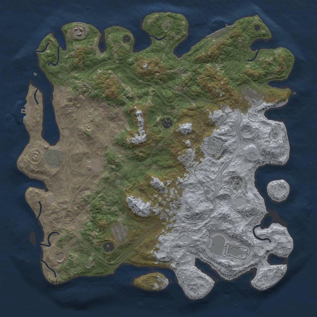 Rust Map: Procedural Map, Size: 4500, Seed: 1876019829, 18 Monuments