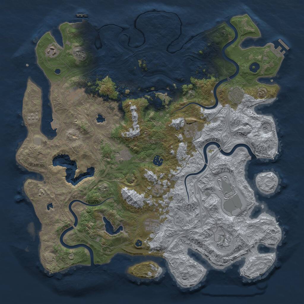 Rust Map: Procedural Map, Size: 4500, Seed: 1876019829, 16 Monuments