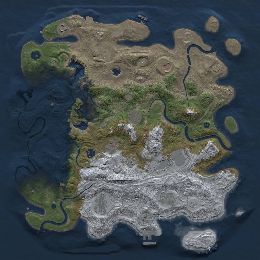 Rust Map: Procedural Map, Size: 4250, Seed: 57182179, 16 Monuments