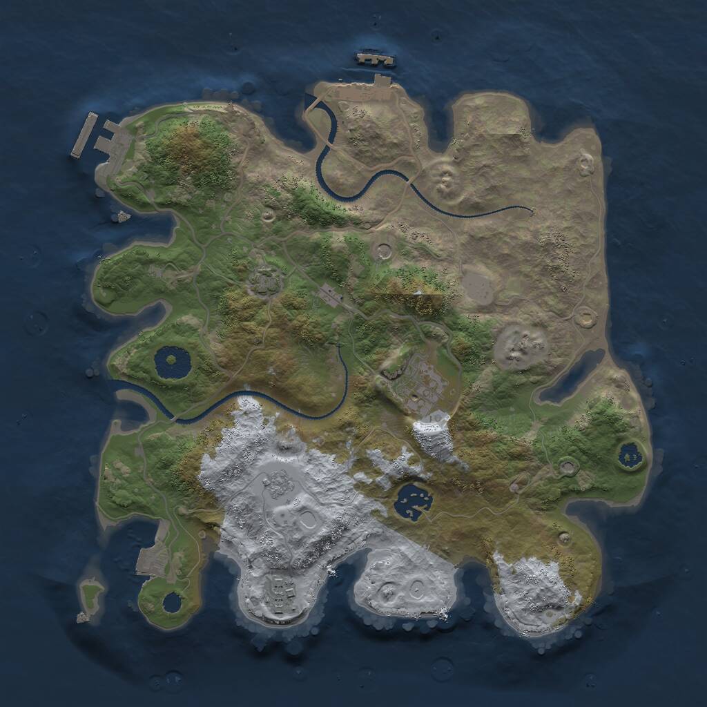 Rust Map: Procedural Map, Size: 3000, Seed: 470941747, 9 Monuments