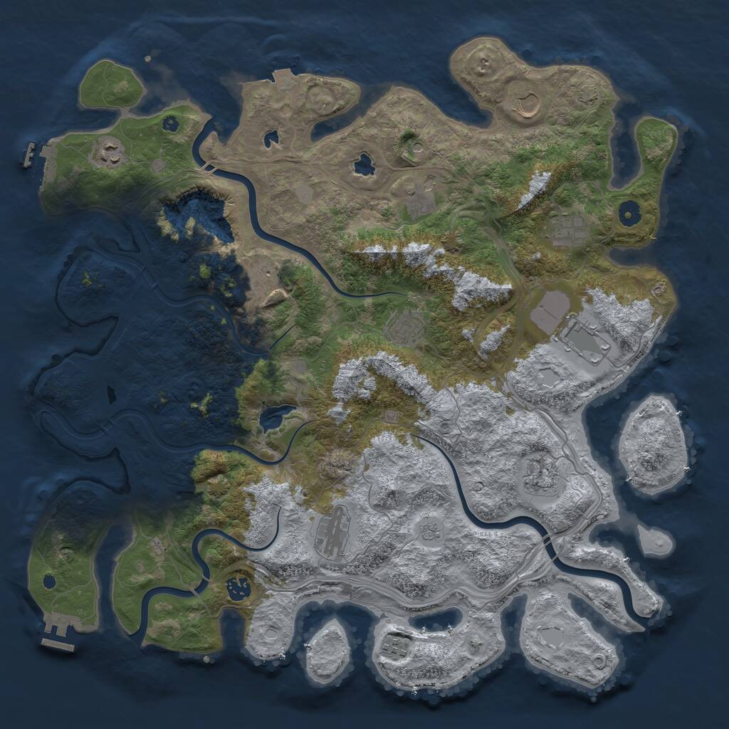 Rust Map: Procedural Map, Size: 4500, Seed: 696725676, 17 Monuments