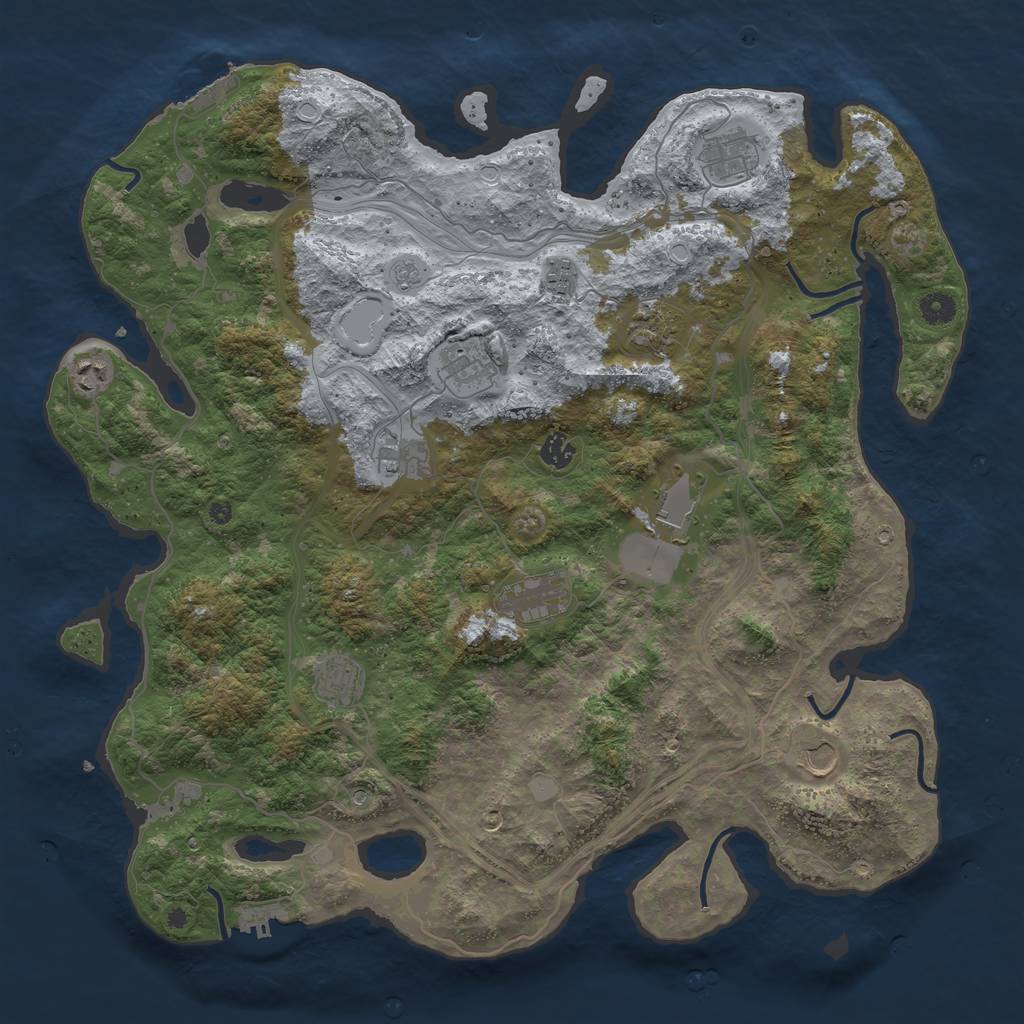 Rust Map: Procedural Map, Size: 4500, Seed: 976, 18 Monuments