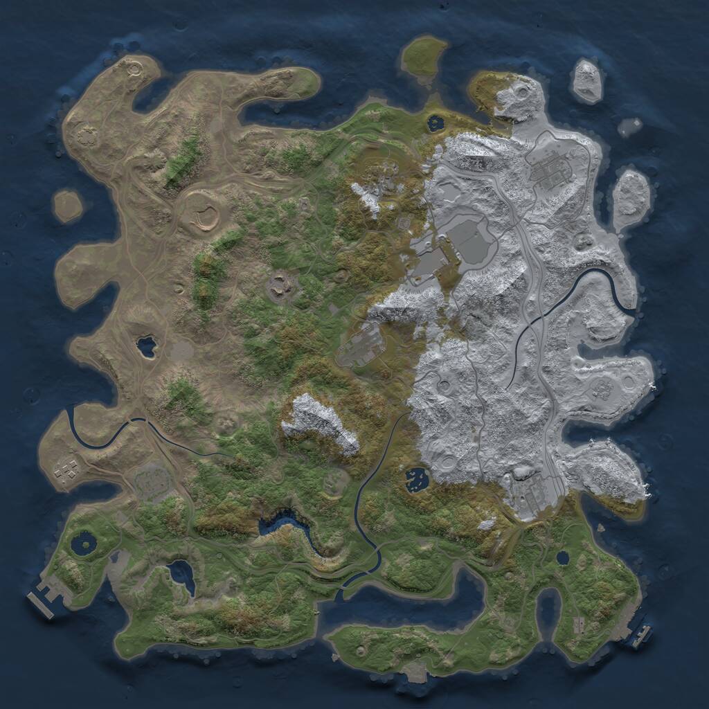 Rust Map: Procedural Map, Size: 4350, Seed: 3673211, 16 Monuments