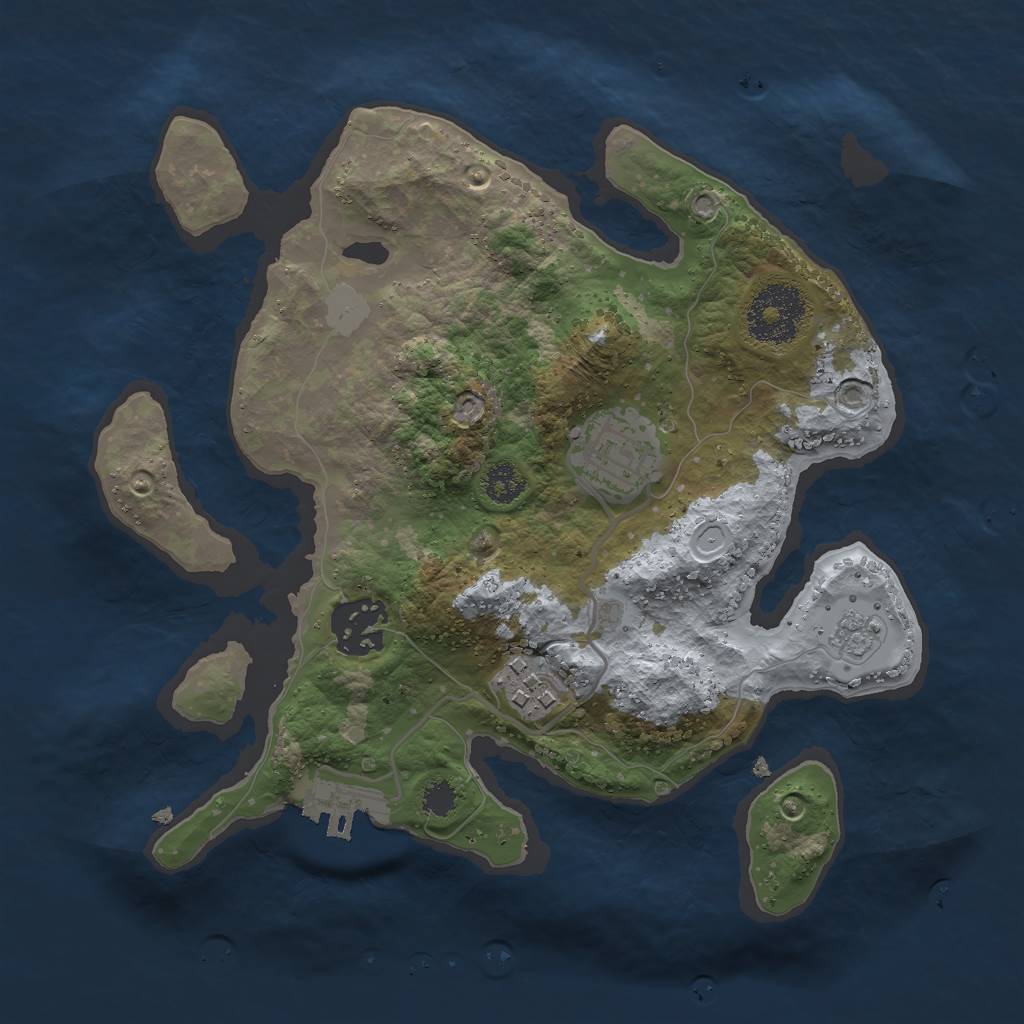Rust Map: Procedural Map, Size: 2600, Seed: 128, 8 Monuments