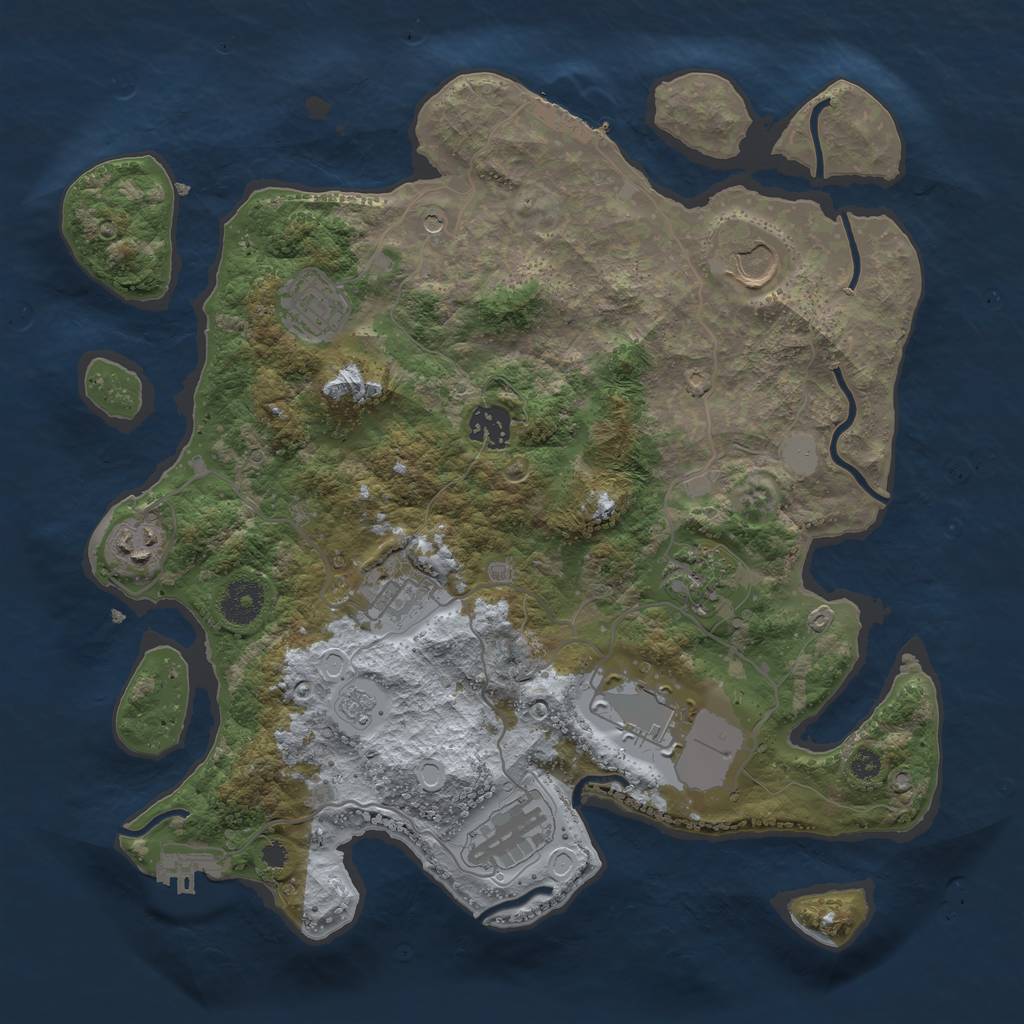 Rust Map: Procedural Map, Size: 3500, Seed: 12545, 15 Monuments