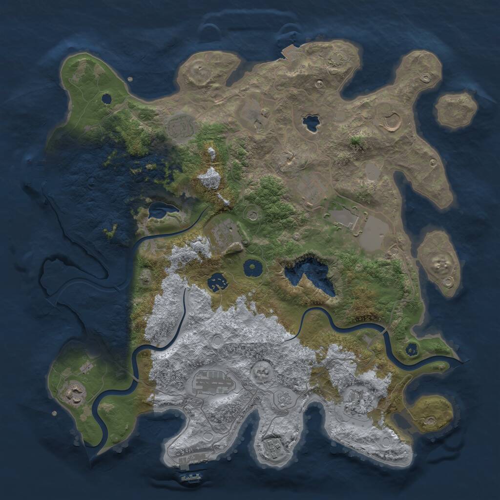 Rust Map: Procedural Map, Size: 4000, Seed: 860968246, 17 Monuments