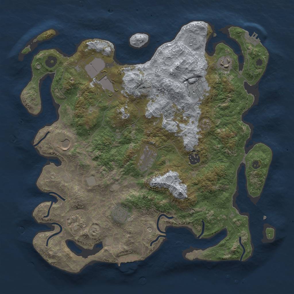Rust Map: Procedural Map, Size: 3800, Seed: 41551780, 16 Monuments