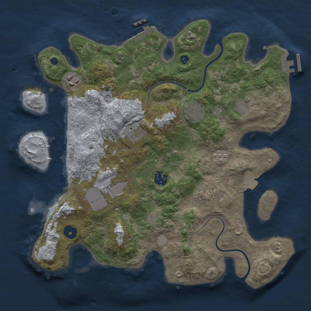 Rust Map: Procedural Map, Size: 3500, Seed: 2046703817, 14 Monuments