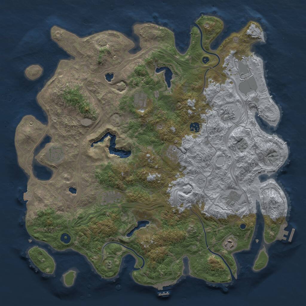 Rust Map: Procedural Map, Size: 4500, Seed: 1625568629, 16 Monuments