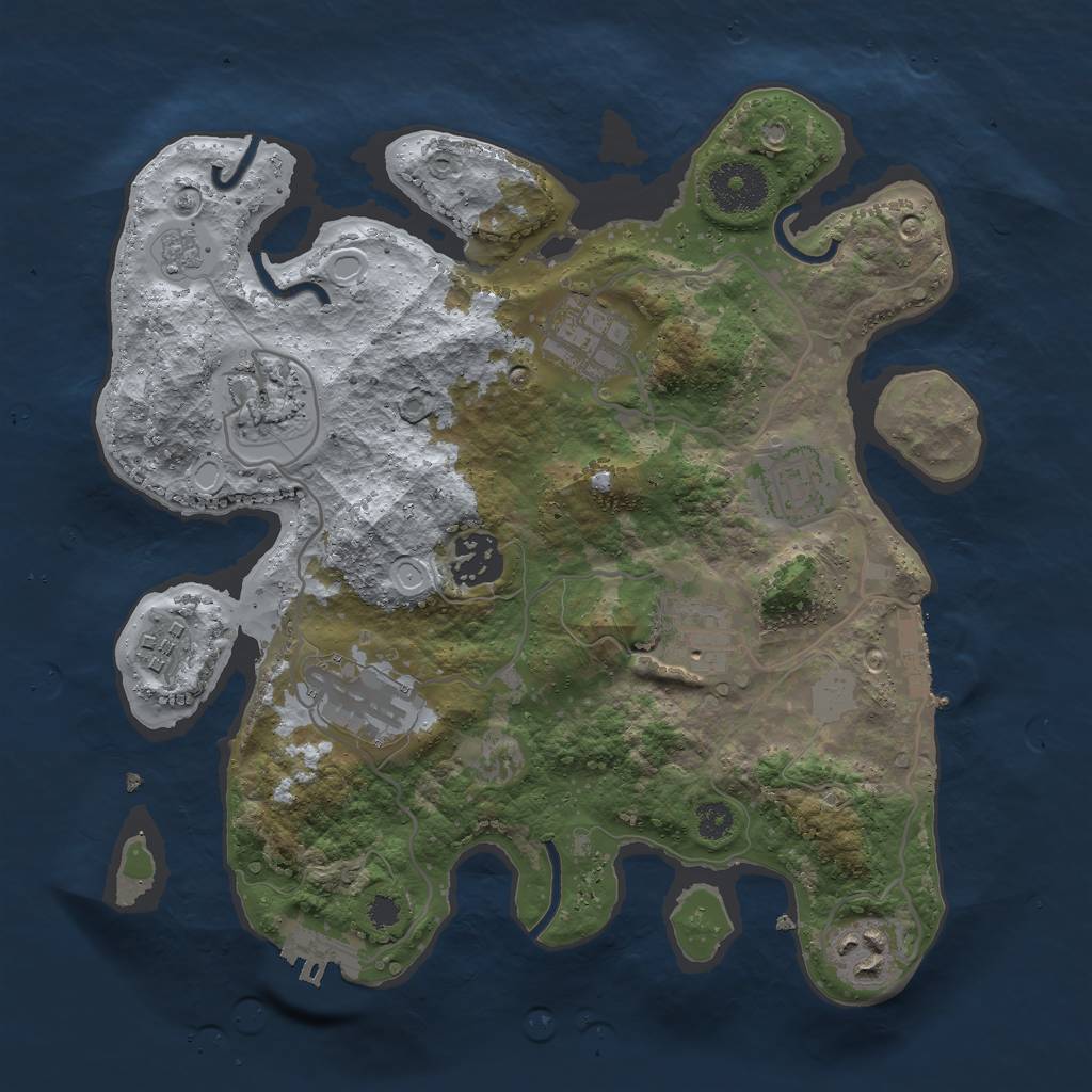 Rust Map: Procedural Map, Size: 3000, Seed: 913875, 14 Monuments